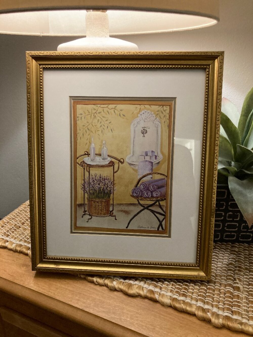 Katharine M Gracey Gold Wood Framed Print "Gracey's French Bath" 10" x 12"